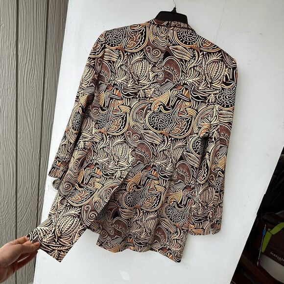 Ellen Tracy Blazer 14 NWOT Tribal Print Cotton Blend Long Jacket - Picture 2 of 8